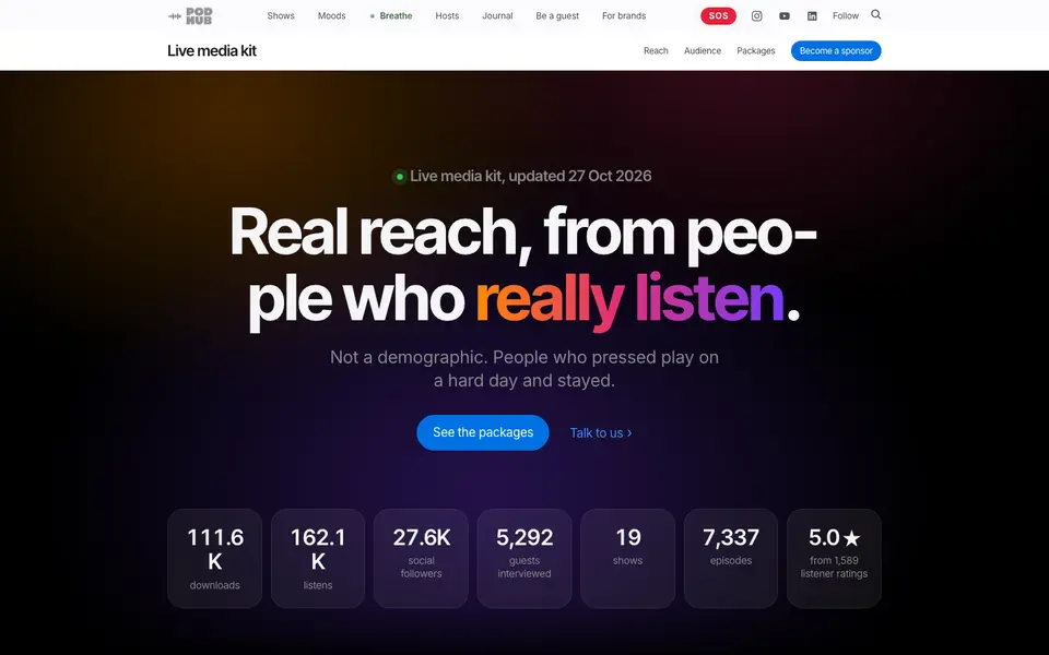 A screen of Live media kit