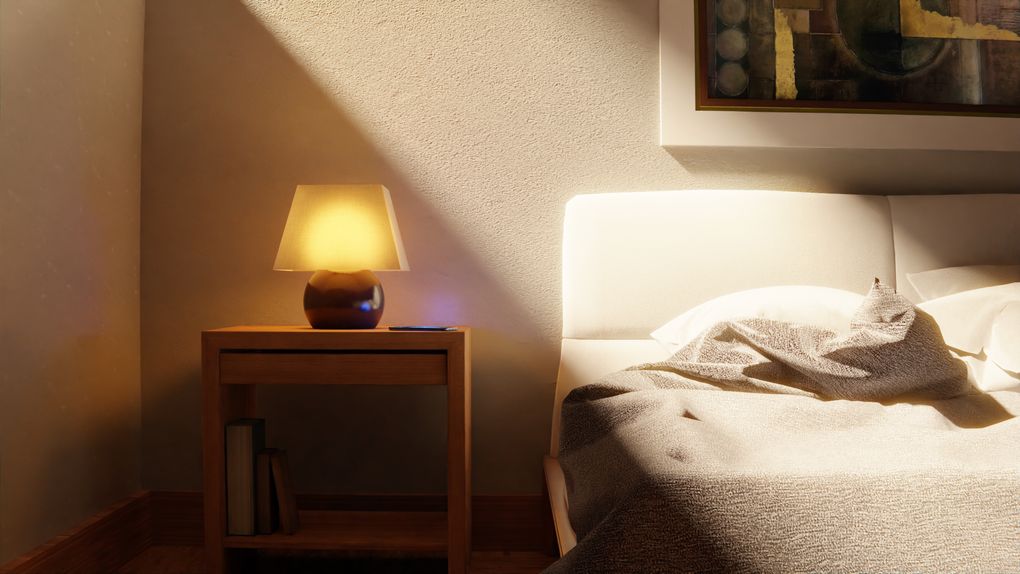 peaceful bedroom soft light