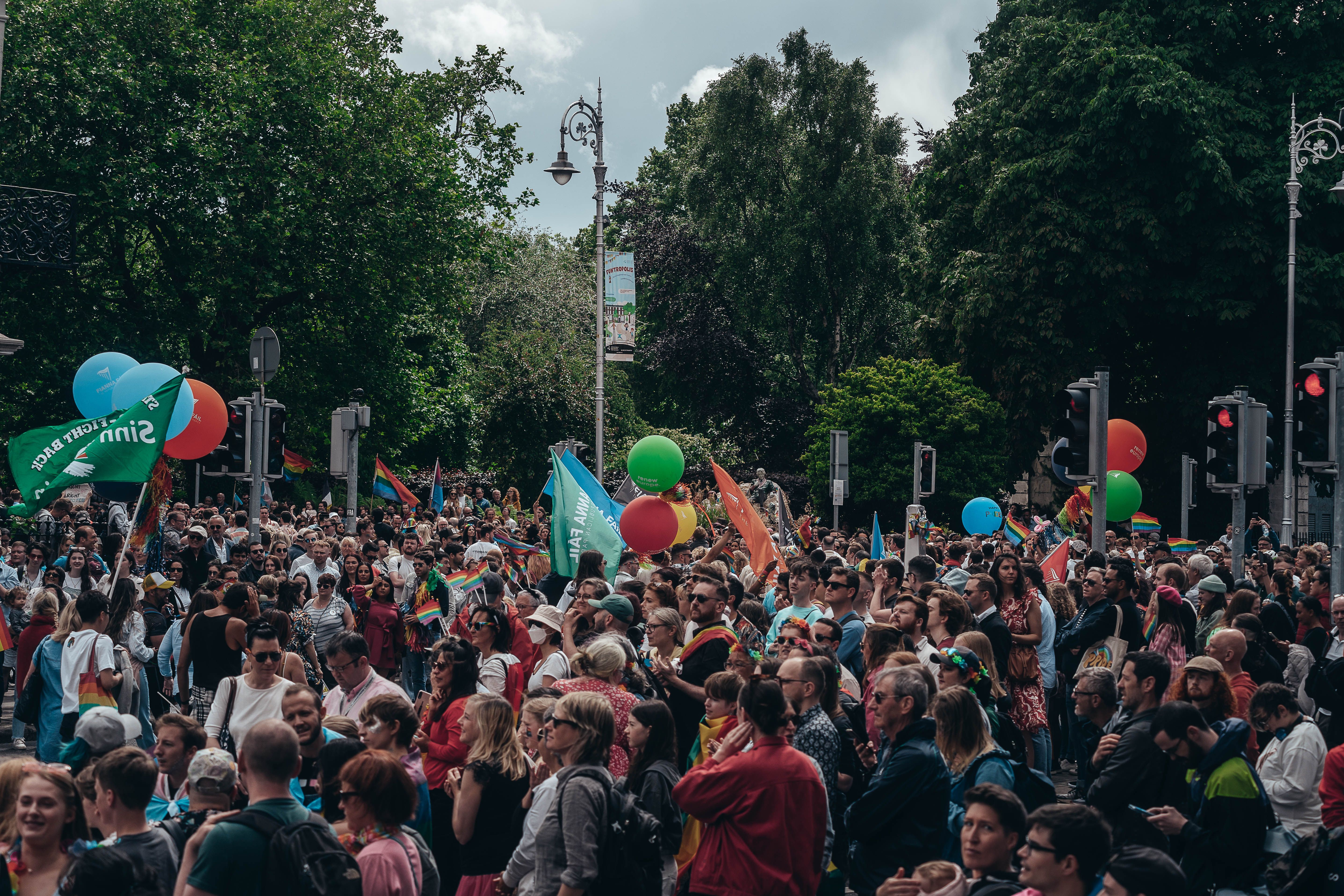 diverse crowd celebrating together