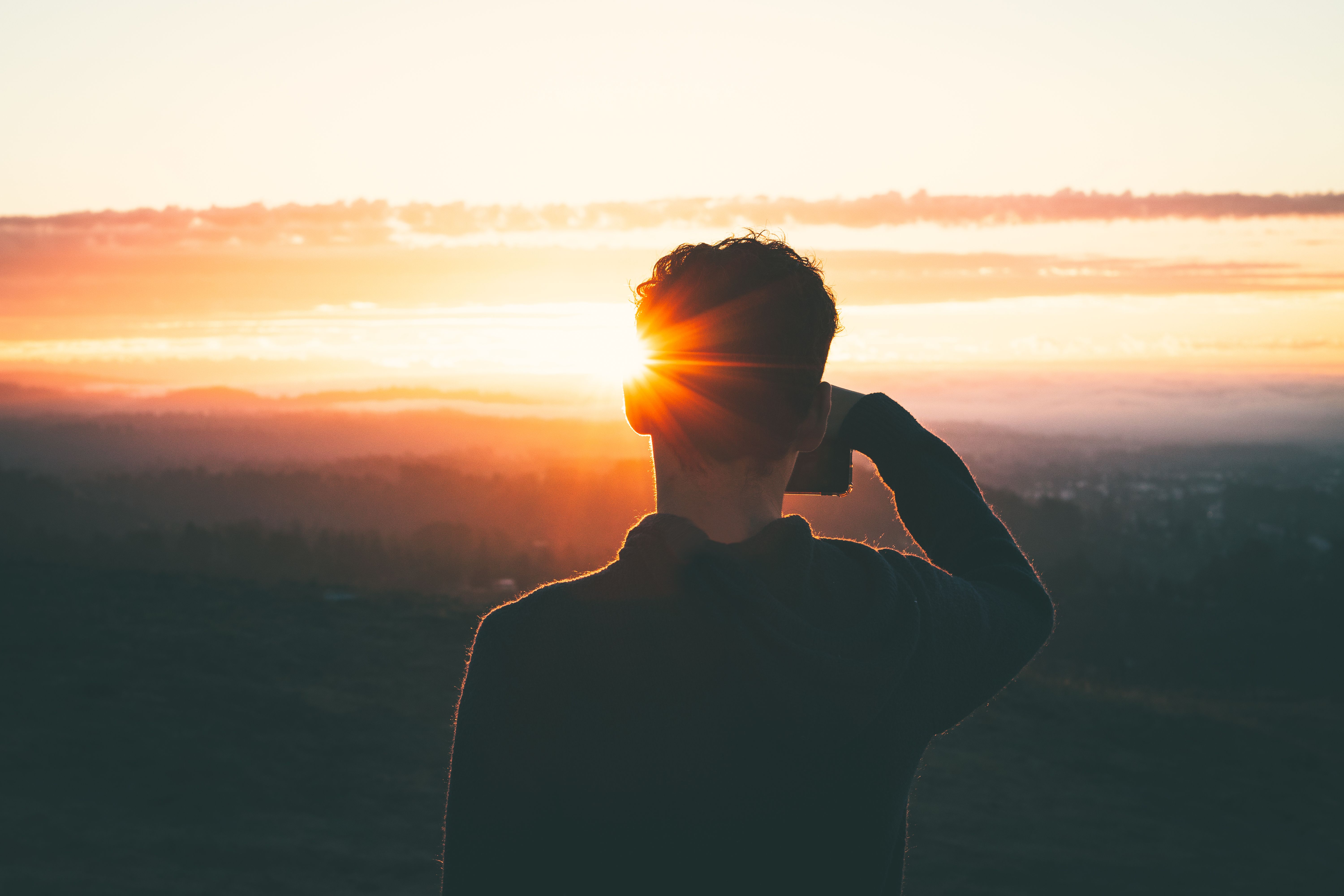 person looking toward light