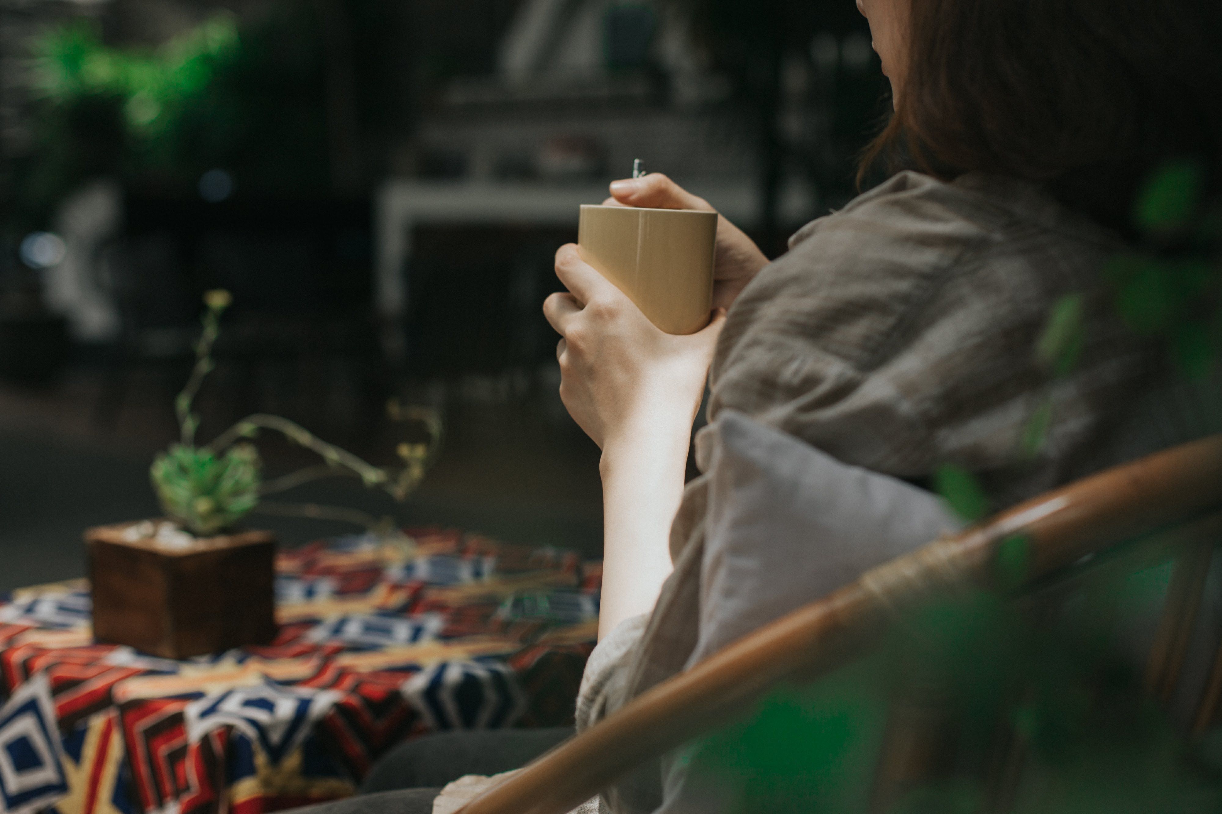 person resting with coffee