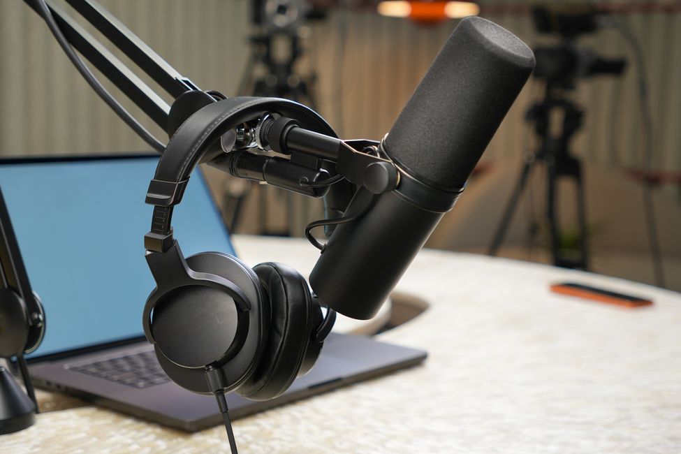 Podcast studio recording setup