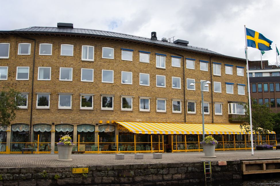 European flags outside building