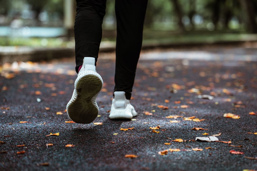 jogging shoes on park path