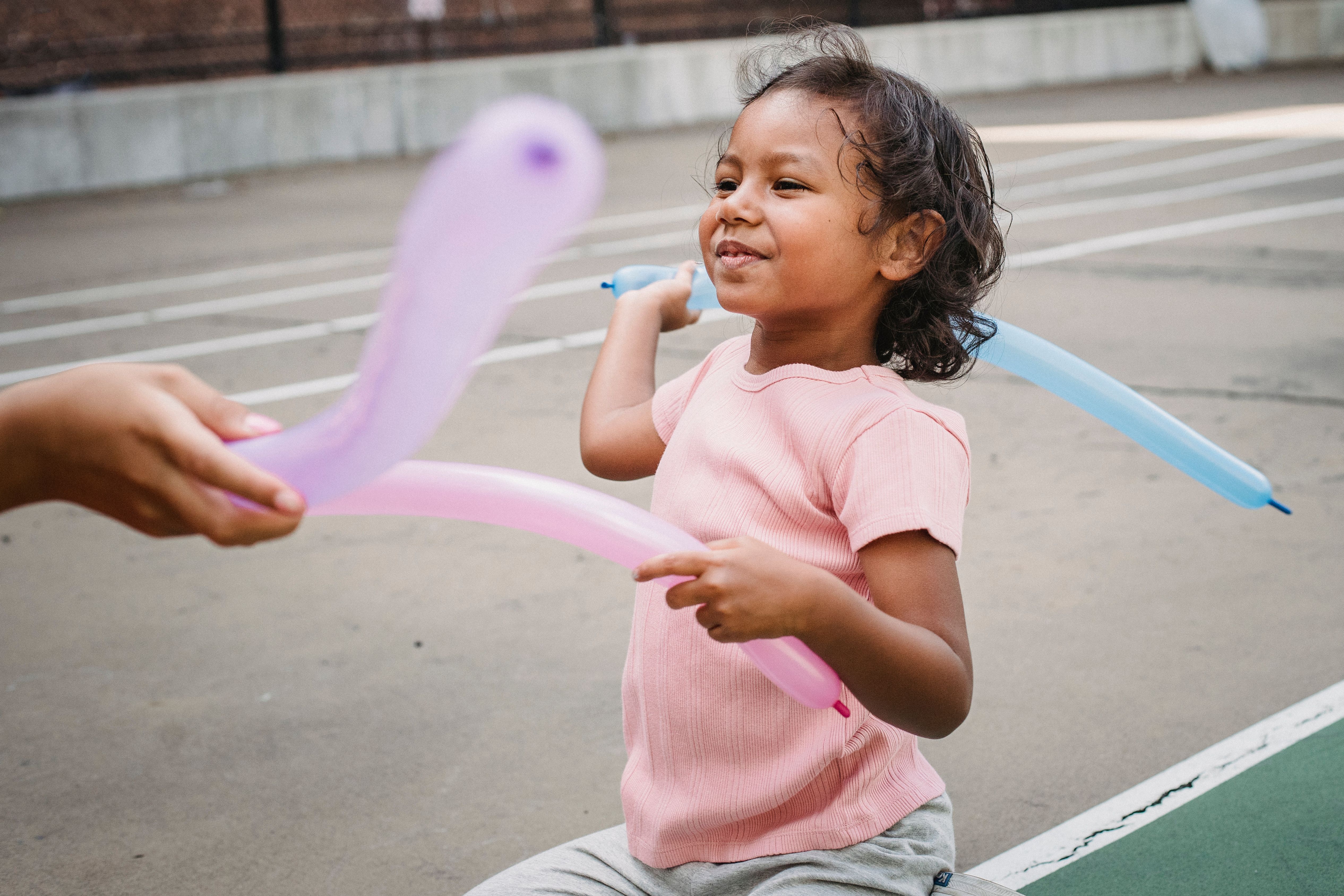 young child playing outdoors