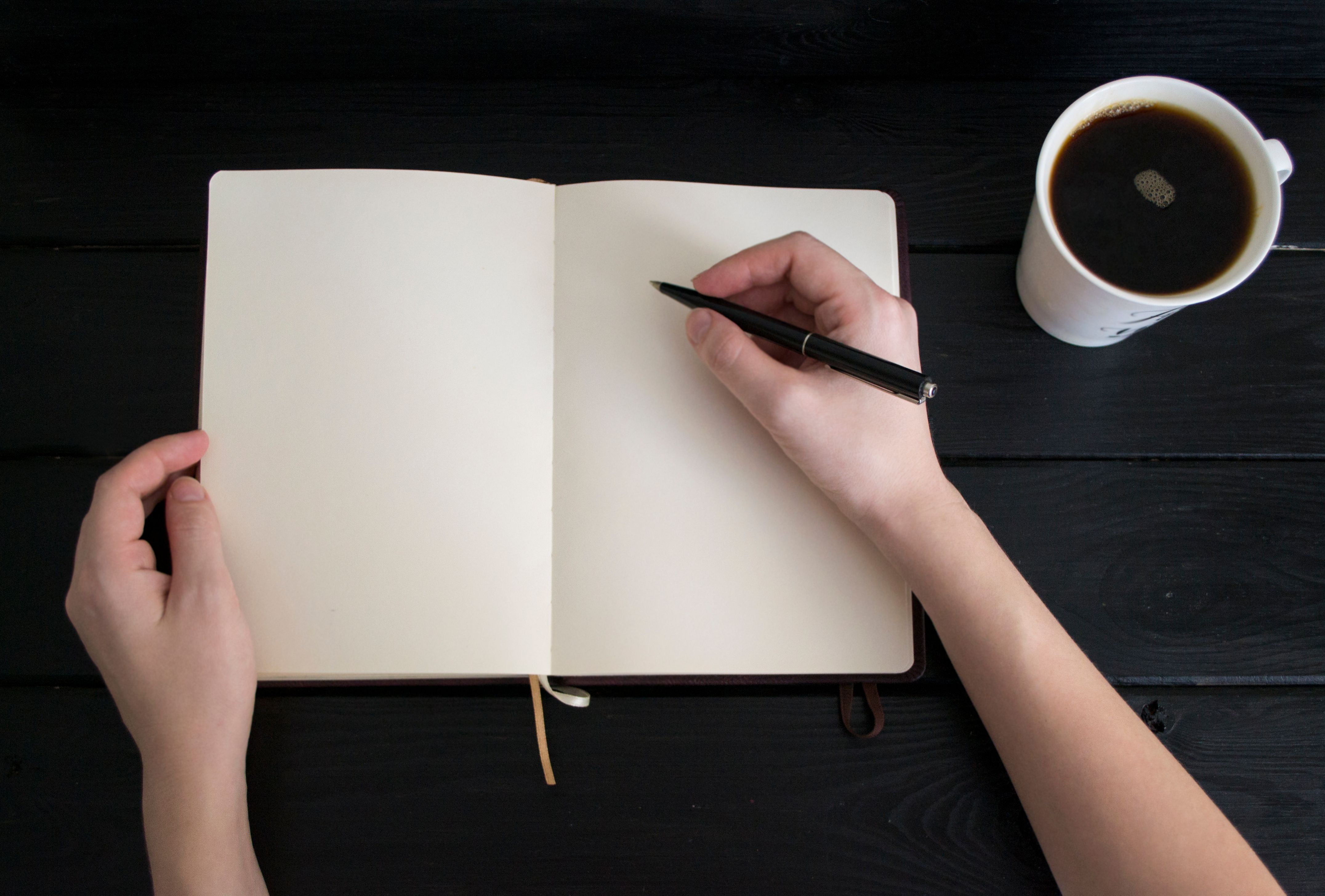 morning journal and coffee