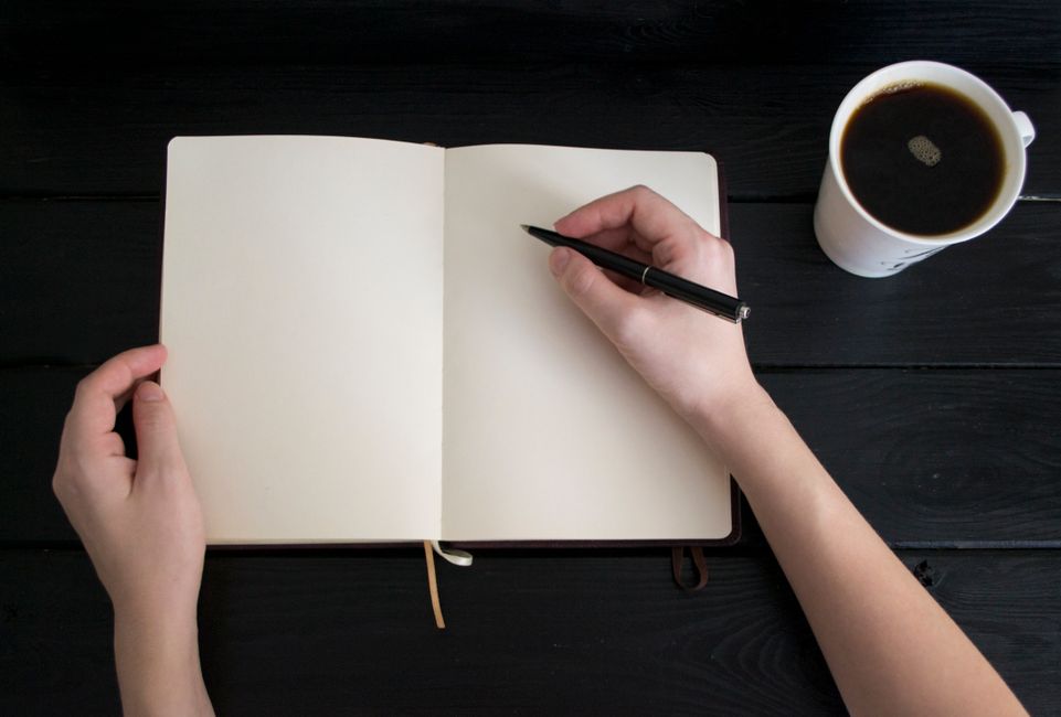 morning journal and coffee