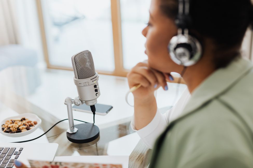 Podcast recording studio setup
