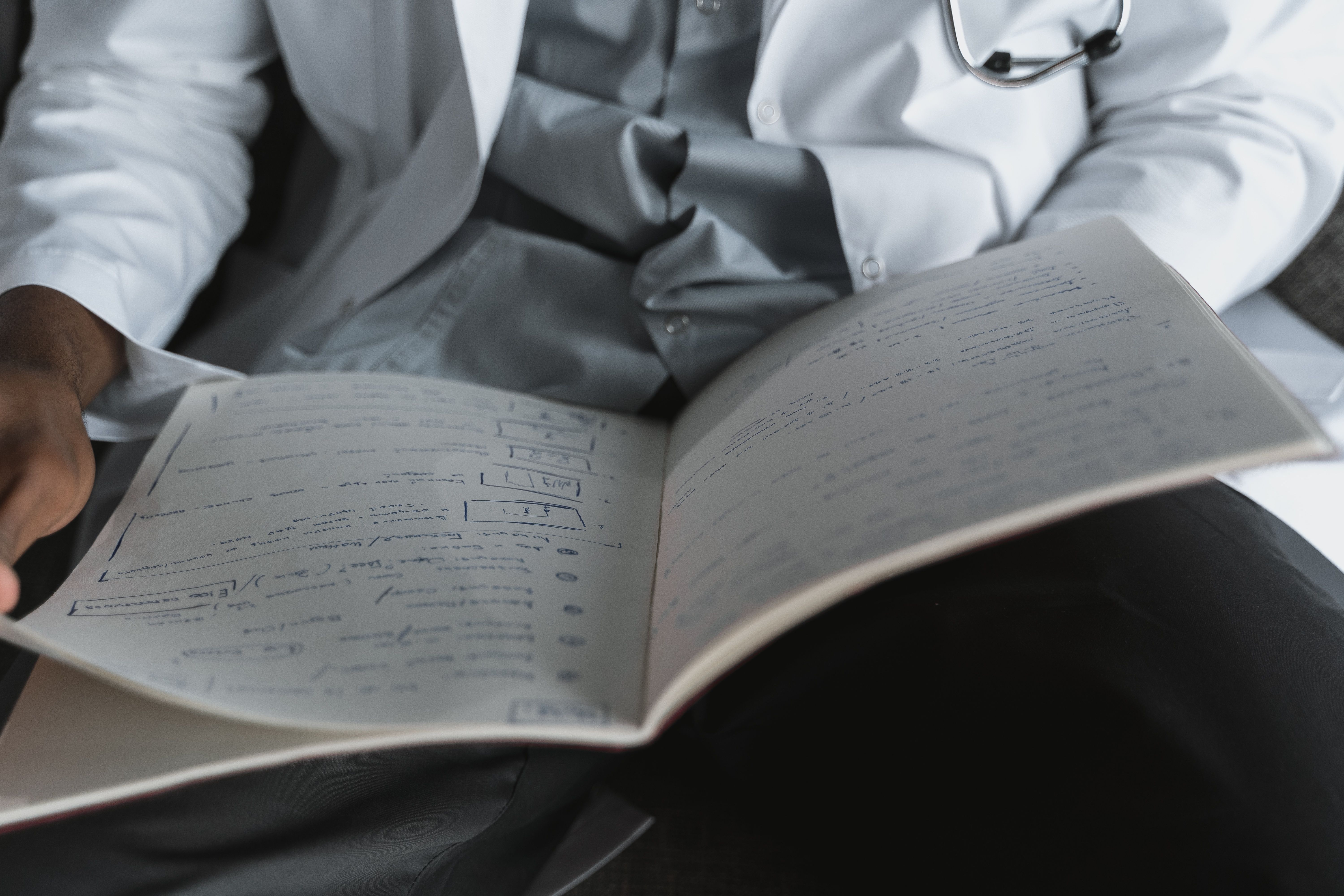 researcher reviewing medical files