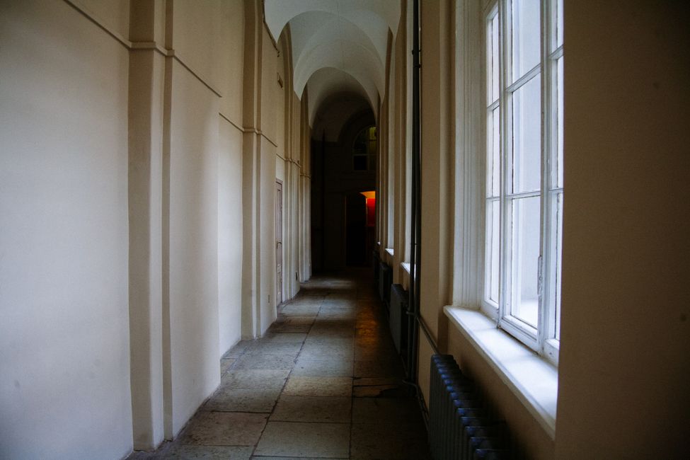 old building corridor window