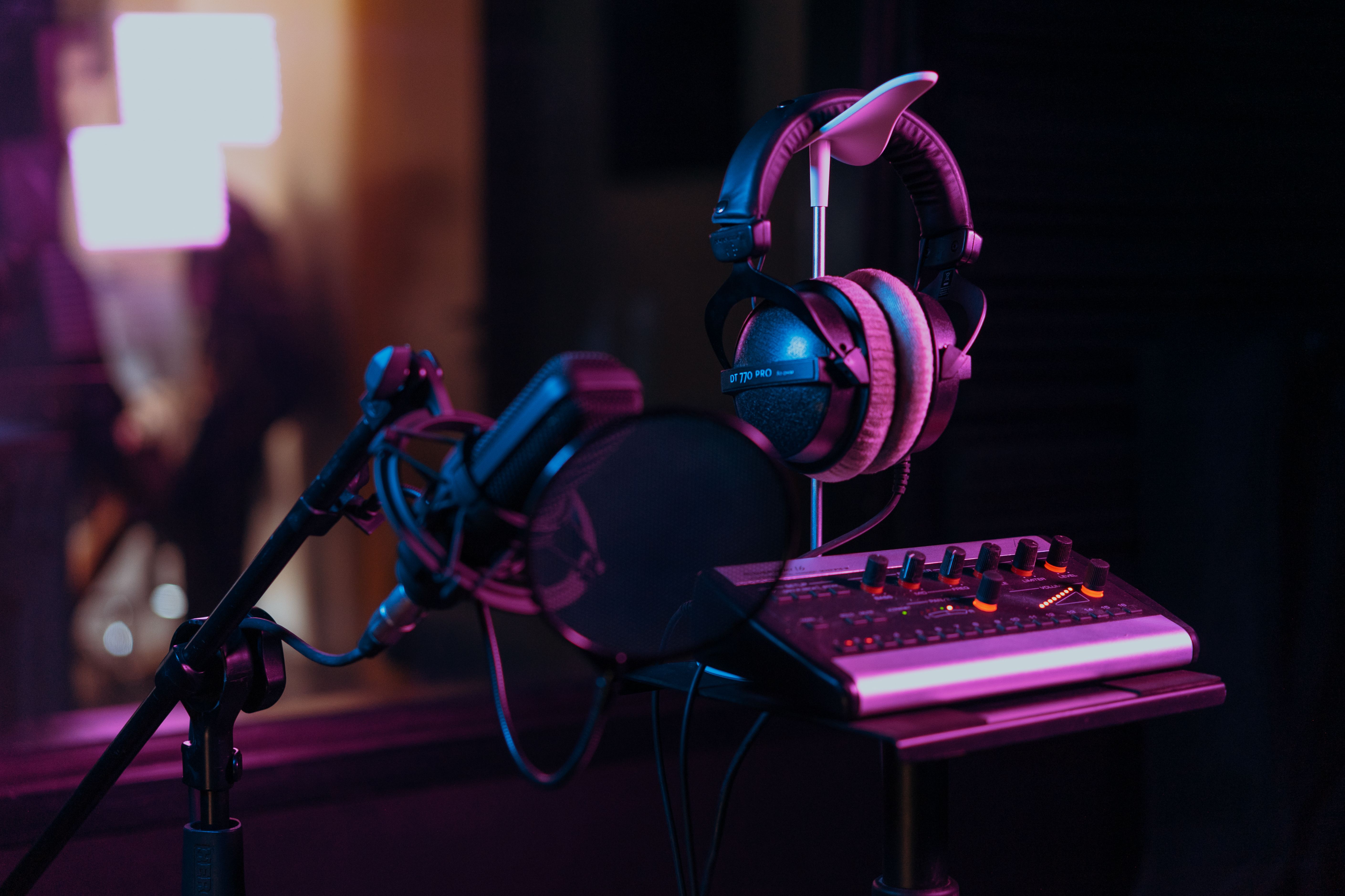 Recording equipment on desk