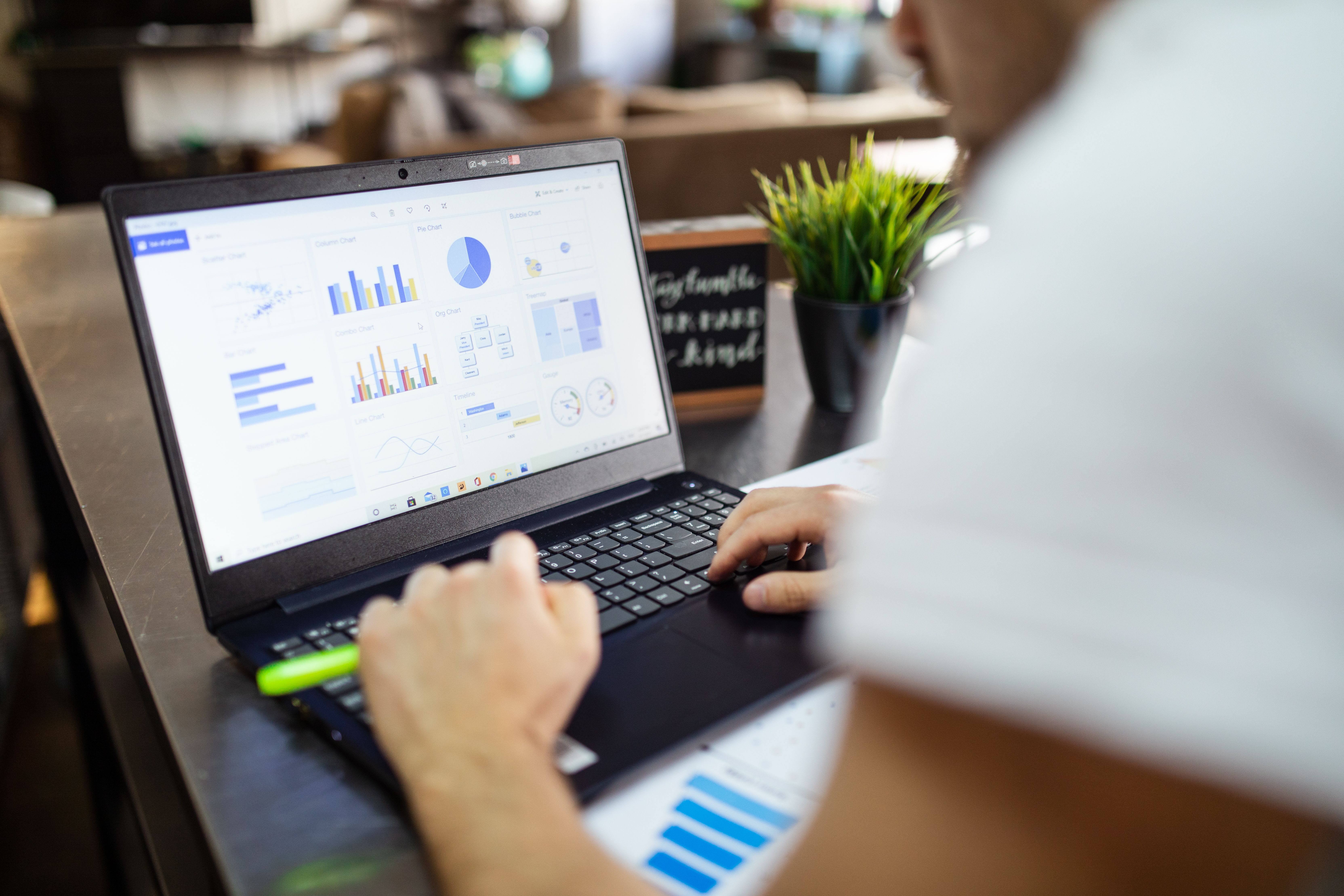 Marketing data on laptop screen