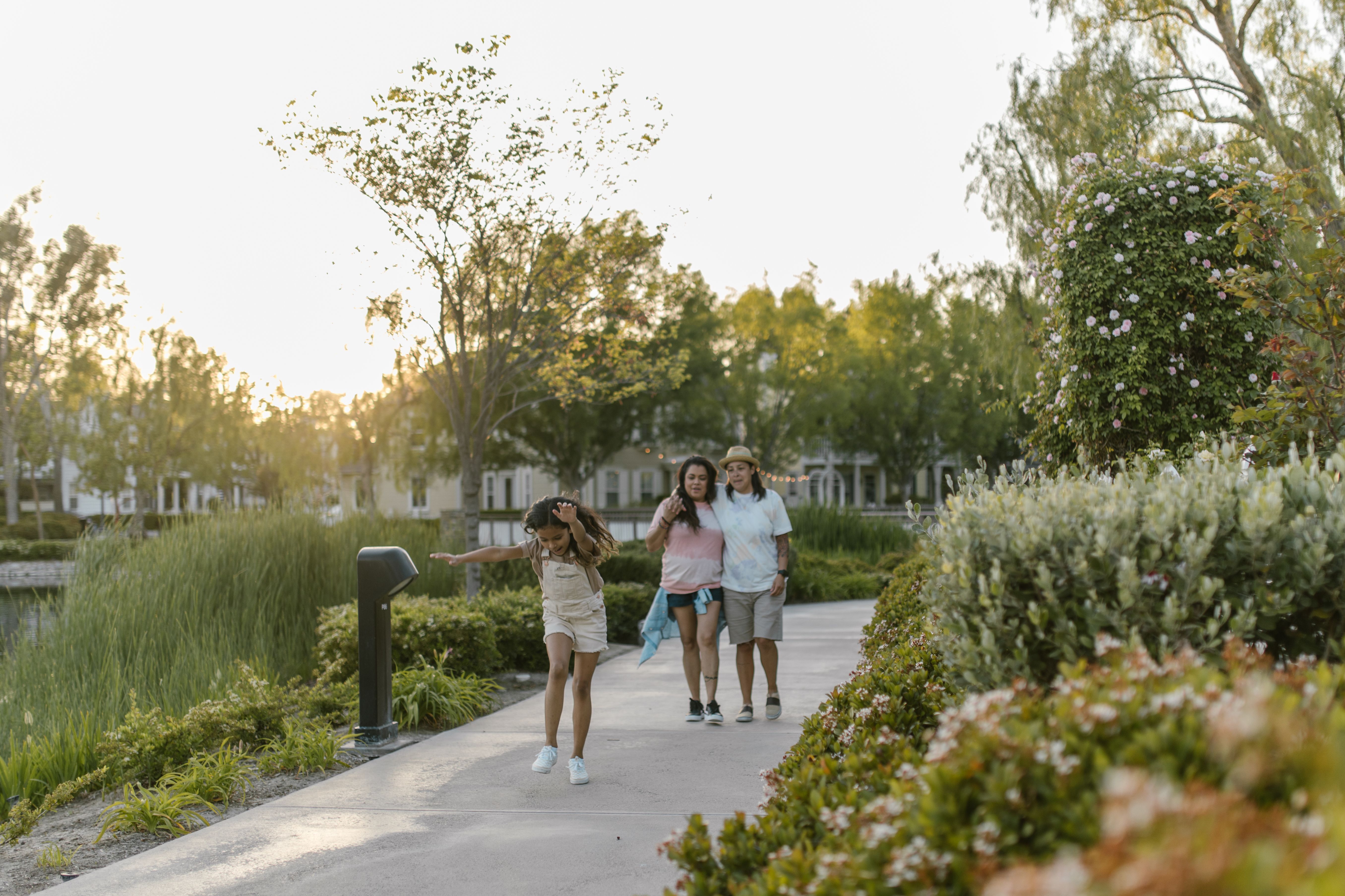family walking outdoors together