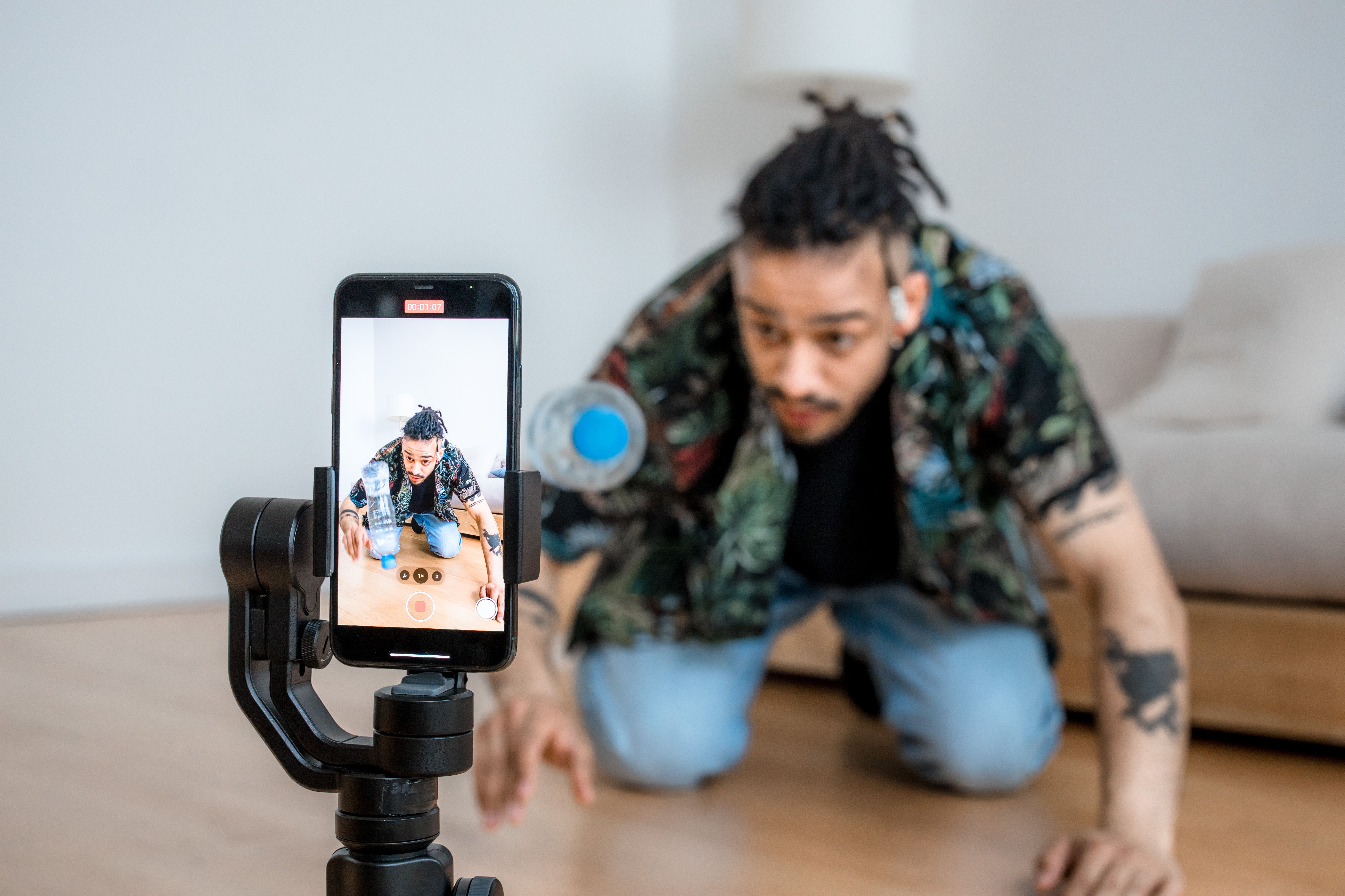 Creator filming with smartphone