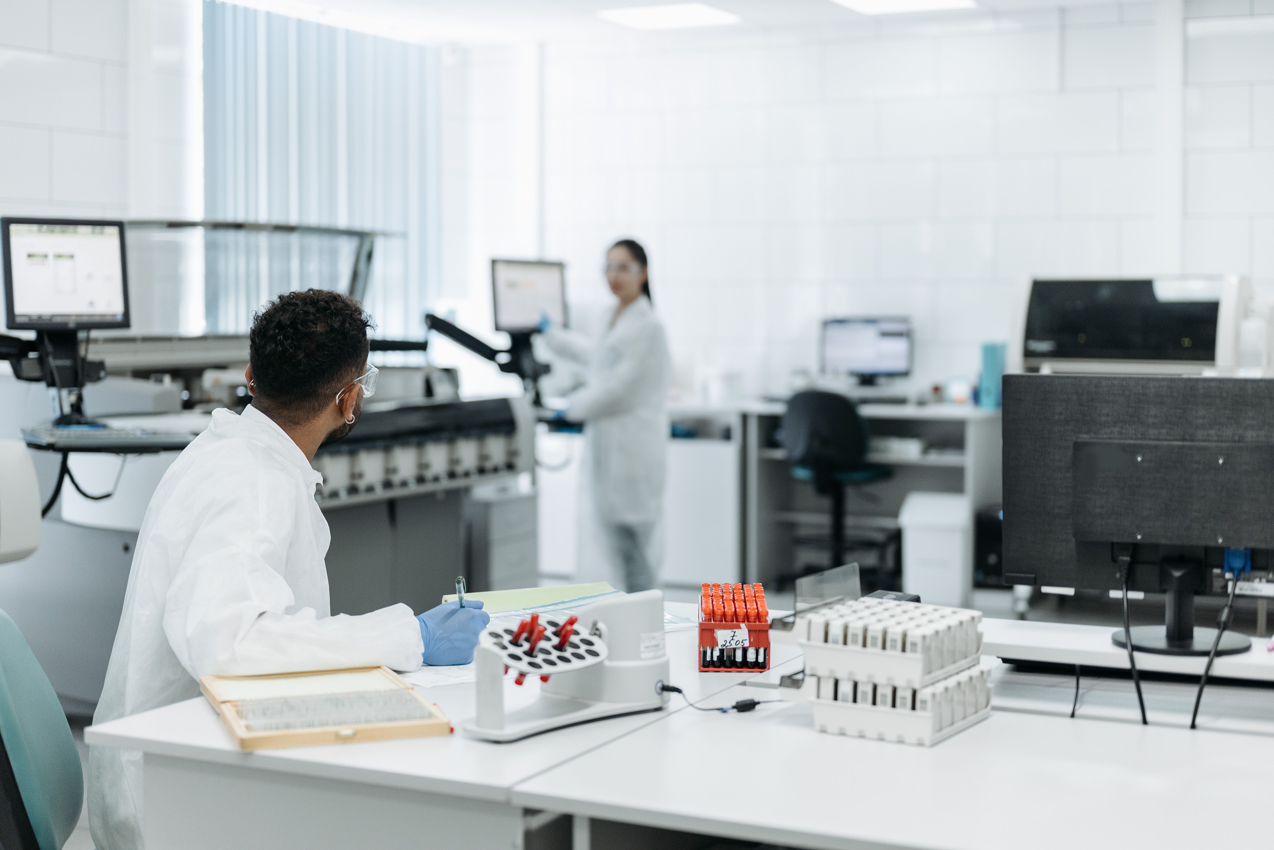 scientist examining medical data
