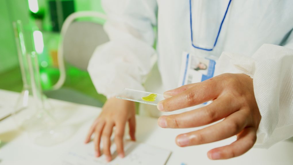 Scientist examining genetic data