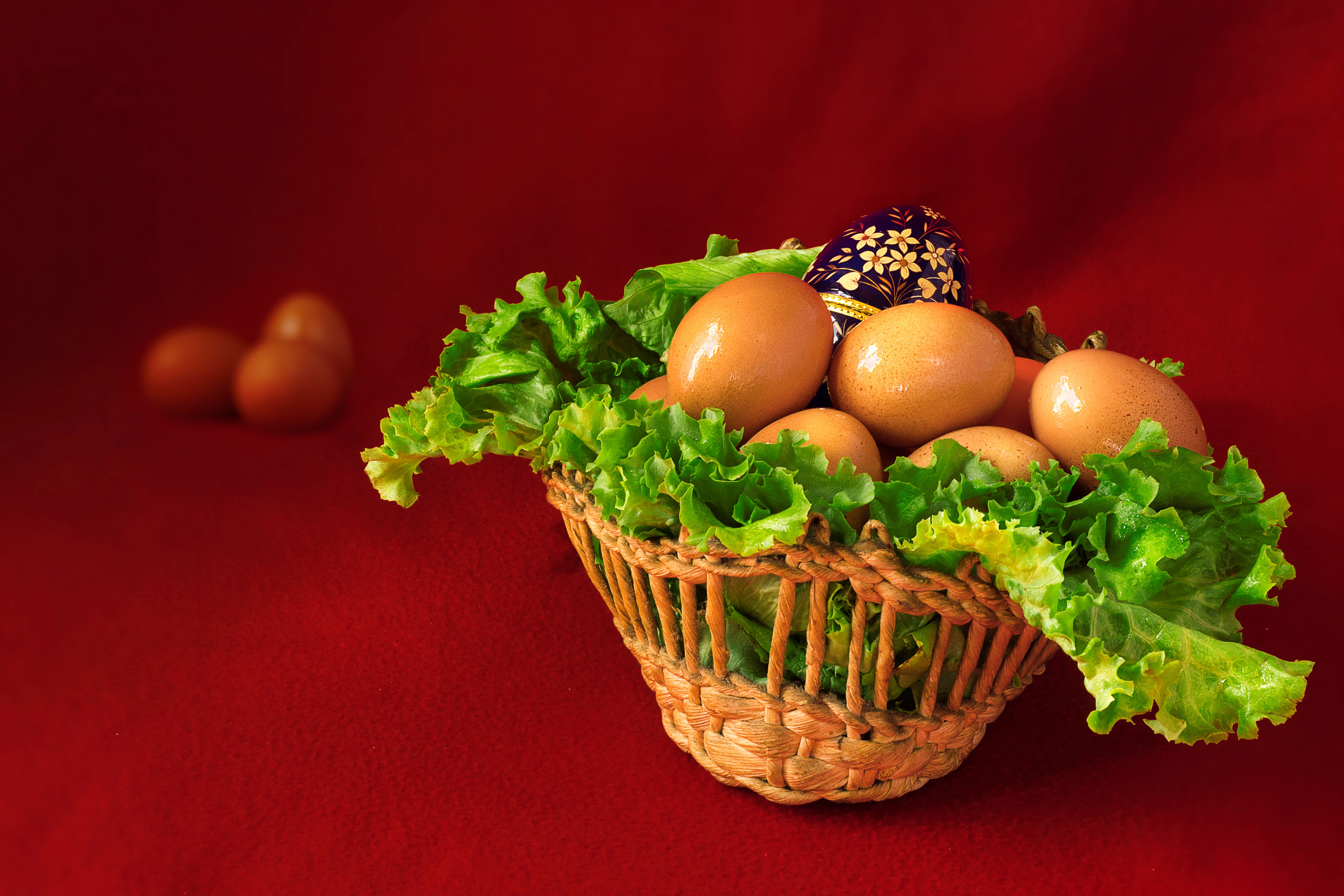 fresh eggs and greens